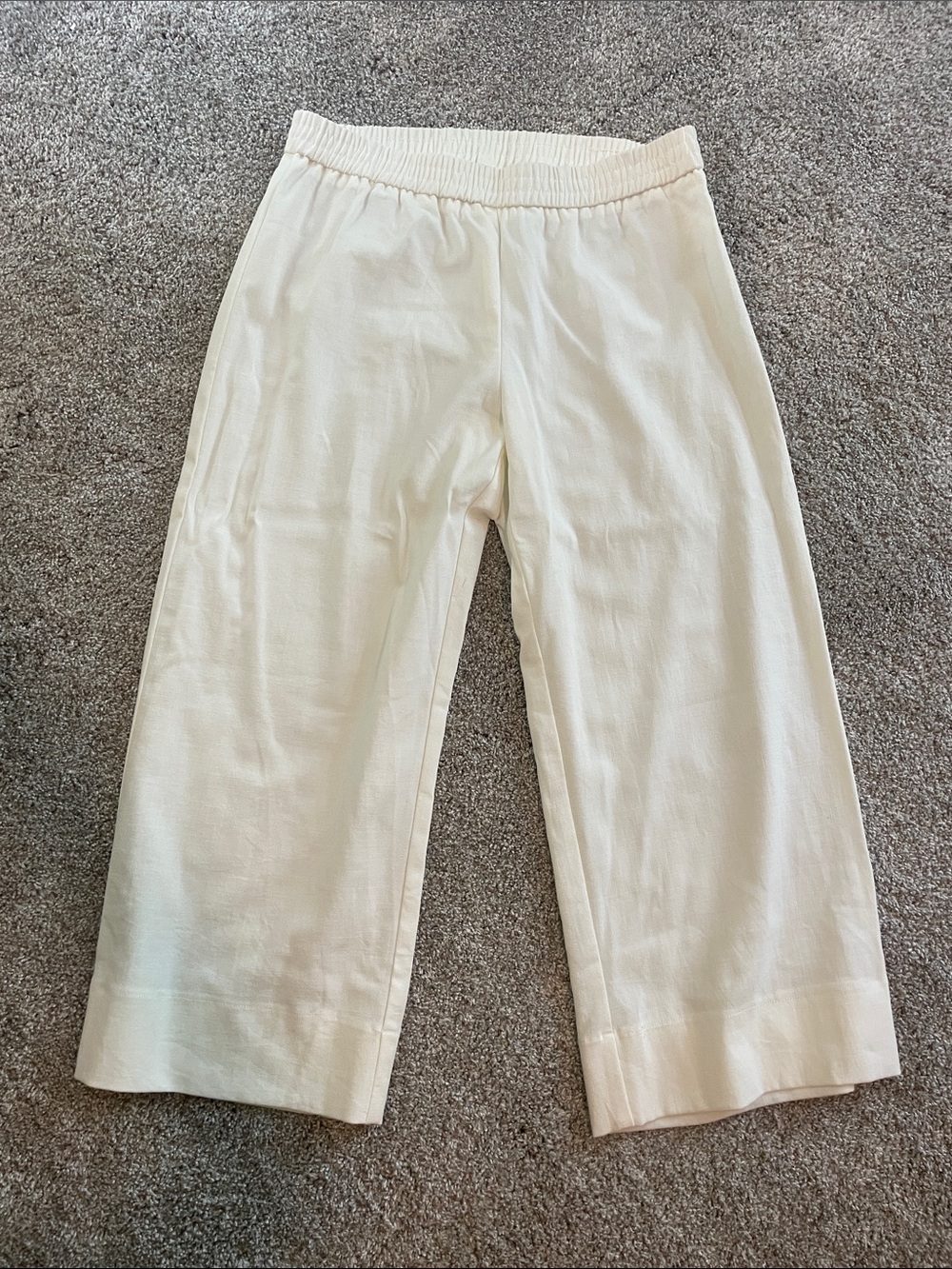 NWOT DREW Cream Elastic-Waist Wide-Leg Women’s Cropped Pants - Medium